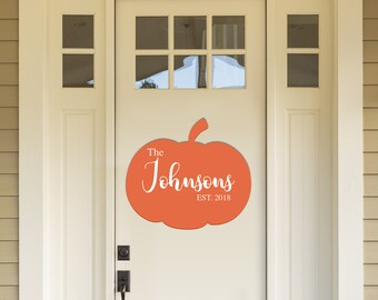 Personalized Wooden Pumpkin - Fall Wreath - Door Decor - Thankful & Blessed, Thanksgiving decoration, Fall Wreath, Door Hanger  #FD09