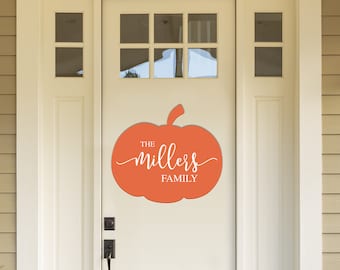 Fall Wreath - Personalized Door Decor - Wooden Pumpkin - Thankful & Blessed, Thanksgiving decoration, Fall Wreath, Door Hanger #FD14