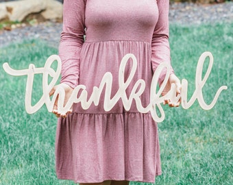 Thankful Sign - Thanksgiving Decor - Wooden Sign