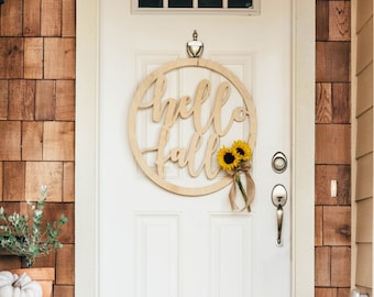 Hello Fall - Fall Wreath - Door Decor - Thanksgiving decoration - Fall Wreath - Door Hanger