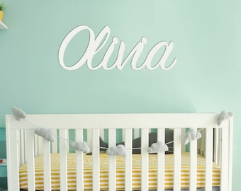 Wooden Wall Name Sign, Custom Wood Name for Nursery, Baby Name Decor, Girl Bedroom Wall Art, Personalized Playroom Wall Hanging Sign