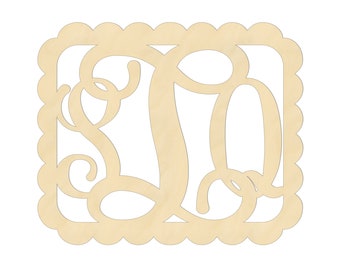 2" - 34" Wooden Monogram in Frame, Wood Monogram, Room, Wall, Nursery and Wedding Decoration, Door Hanger, Wall Hanging 2330