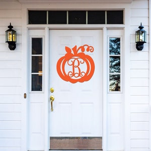 Wooden Pumpkin Monogram, Wood Painted Monogram, Thanksgiving decoration, Fall Wreath, Door Hanger, Wooden Initials, Wood Letters 2304 image 2