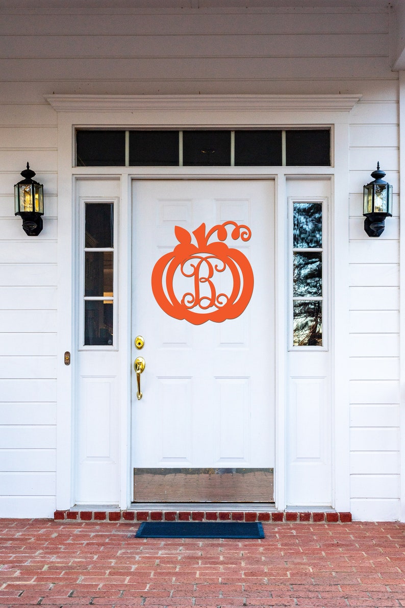 Wooden Pumpkin Monogram, Wood Painted Monogram, Thanksgiving decoration, Fall Wreath, Door Hanger, Wooden Initials, Wood Letters 2304 image 2