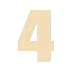 2&quot; - 34&quot; Wooden Number 4, Nursery, Kids Room, Wedding Decoration, Large or Small, Ornaments, DIY, Unfinished Wood, Door Wall Hanger 2077