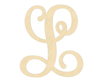 2" - 34" Wooden Letter "L" Nursery, Kids Room, Vine Monogram Font, Wedding Decoration, DIY, Art, Unfinished Wood, Door Wall Hanger 2519