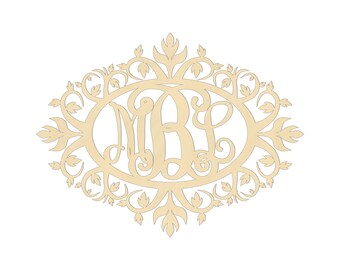 2" - 34" Wooden Monogram in Frame, Wood Monogram, Room, Wall, Nursery and Wedding Decoration, Door Hanger, Wall Hanging 2332