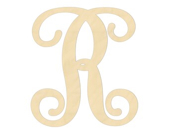 2" - 34" Wooden Letter "R" Nursery, Kids Room, Vine Monogram Font, Wedding Decoration, DIY, Art, Unfinished Wood, Door Wall Hanger 2525
