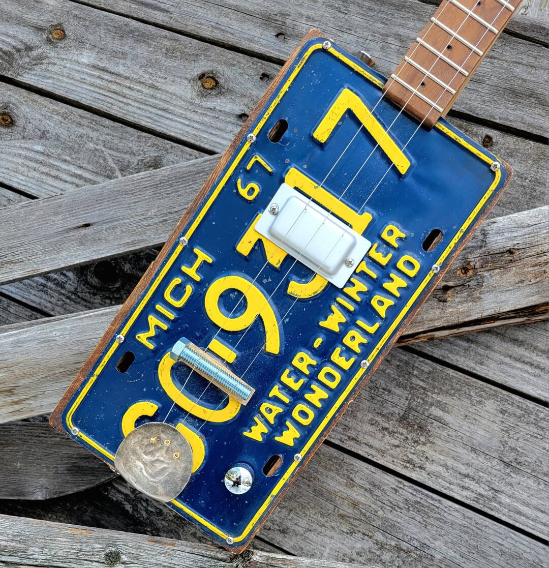 Michigan 1967 License Plate Guitar Etsy
