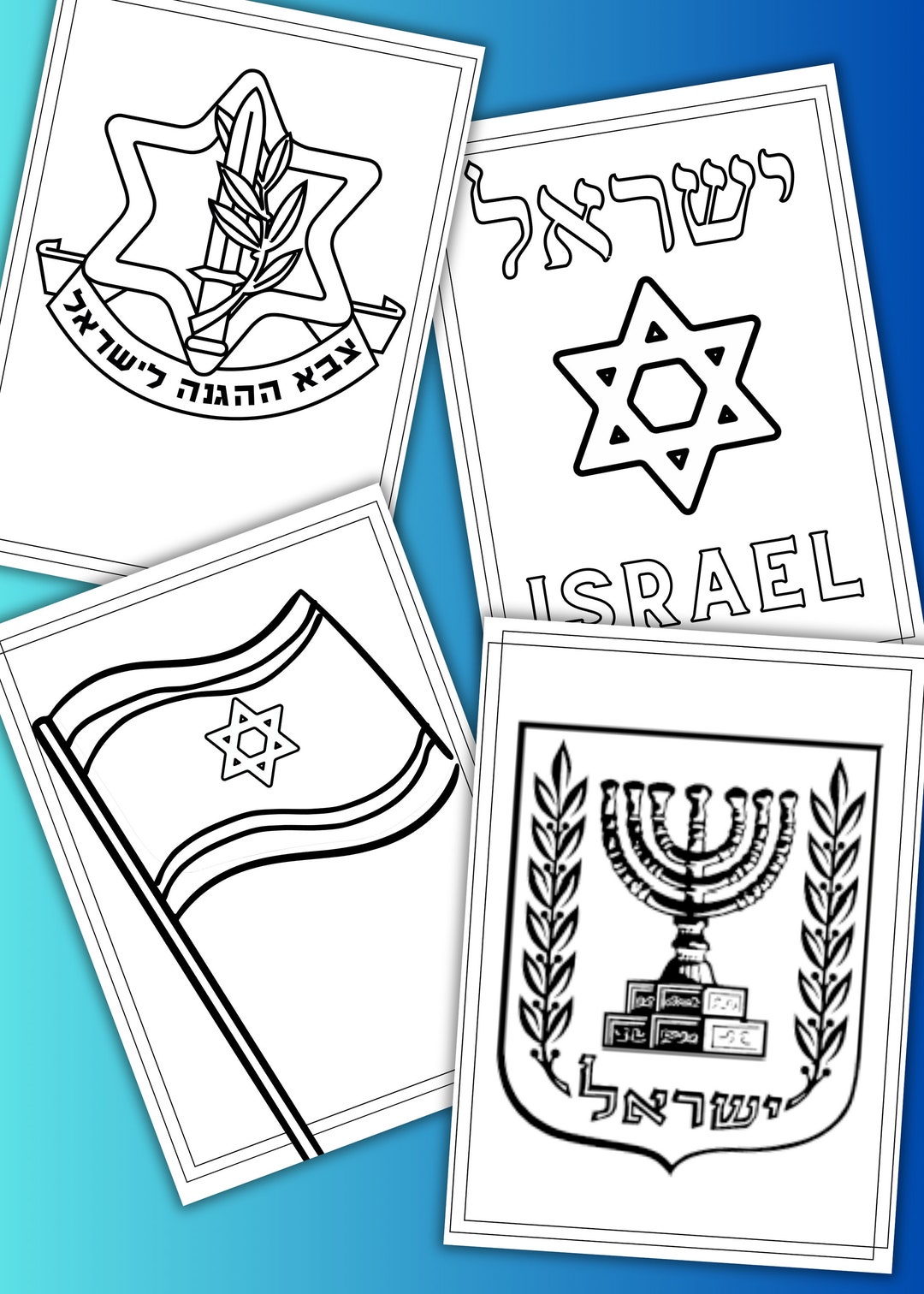 Israel Coloring Pages. Israel Flag, Israel Symbol, IDF Symbol