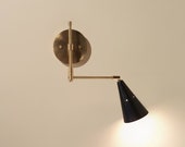 Contra 01 Extended Swing Arm Sconce adjustable brass wall lamp light contemporary mid-century inspired custom fixture