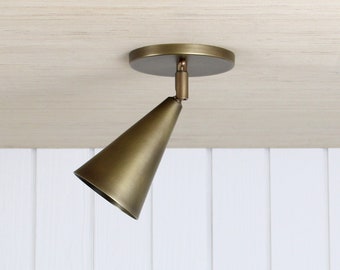 Task Flush Mount Swivel - contemporary mid-century inspired custom brass adjustable wall mount lamp ceiling light fixture sconce