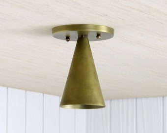 Task Flush Mount - minimal brass lamp ceiling light fixture flushmount contemporary mid-century inspired