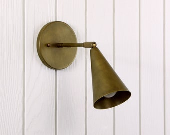 Task Wall Sconce - brass adjustable swivel wall mount spotlight lamp light mid-century inspired contemporary custom fixture