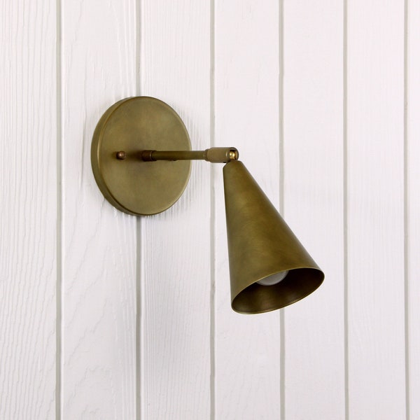 Task Wall Sconce - brass adjustable swivel wall mount spotlight lamp light mid-century inspired contemporary custom fixture