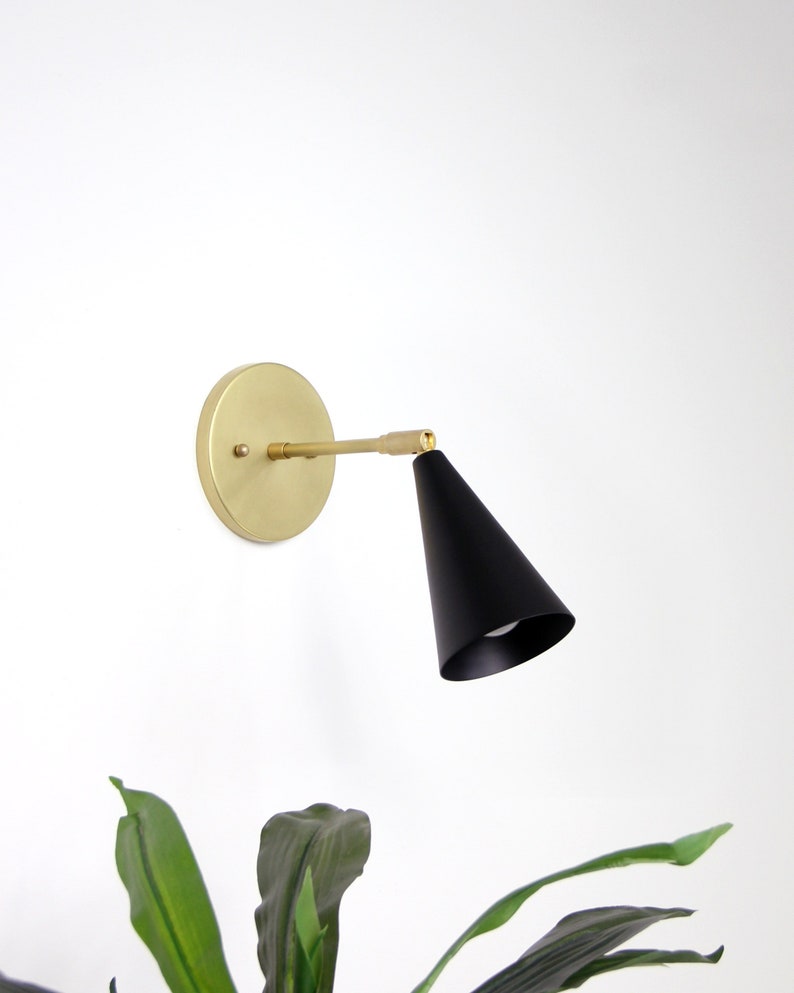 Task Wall Sconce brass adjustable swivel wall mount spotlight lamp light mid-century inspired contemporary custom fixture image 4