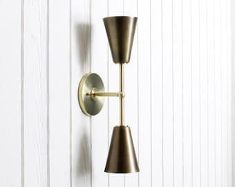 Mythos - Apollo Wall Sconce - dual shade brass lamp light fixture