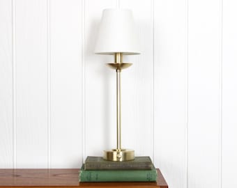 Hollis Table Lamp -- traditional minimal linen shade candle desk lamp fixture
