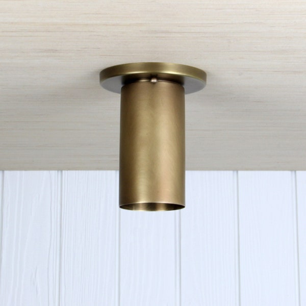 Post Flush Mount - ceiling light fixture brass cylinder mono lamp minimal flushmount