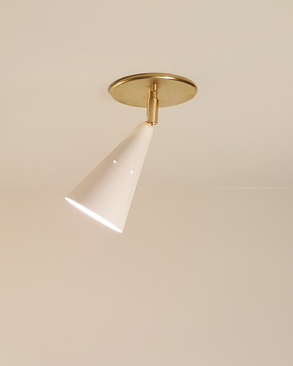 Task Flushmount Spotlight Contemporary Mid Century Inspired Custom Brass Adjustable Swivel Wall Mount Lamp Ceiling Light Fixture