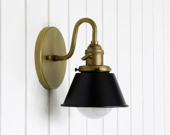 Sutton Wall Sconce - petite minimal sconce wall lamp light fixture brass curved arm