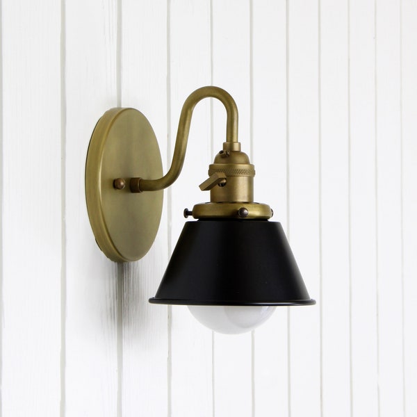 Sutton Wall Sconce - petite minimal sconce wall lamp light fixture brass curved arm