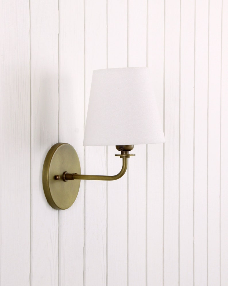 Concord Wall Sconce traditional minimal linen shade curved arm wall light lamp fixture image 1