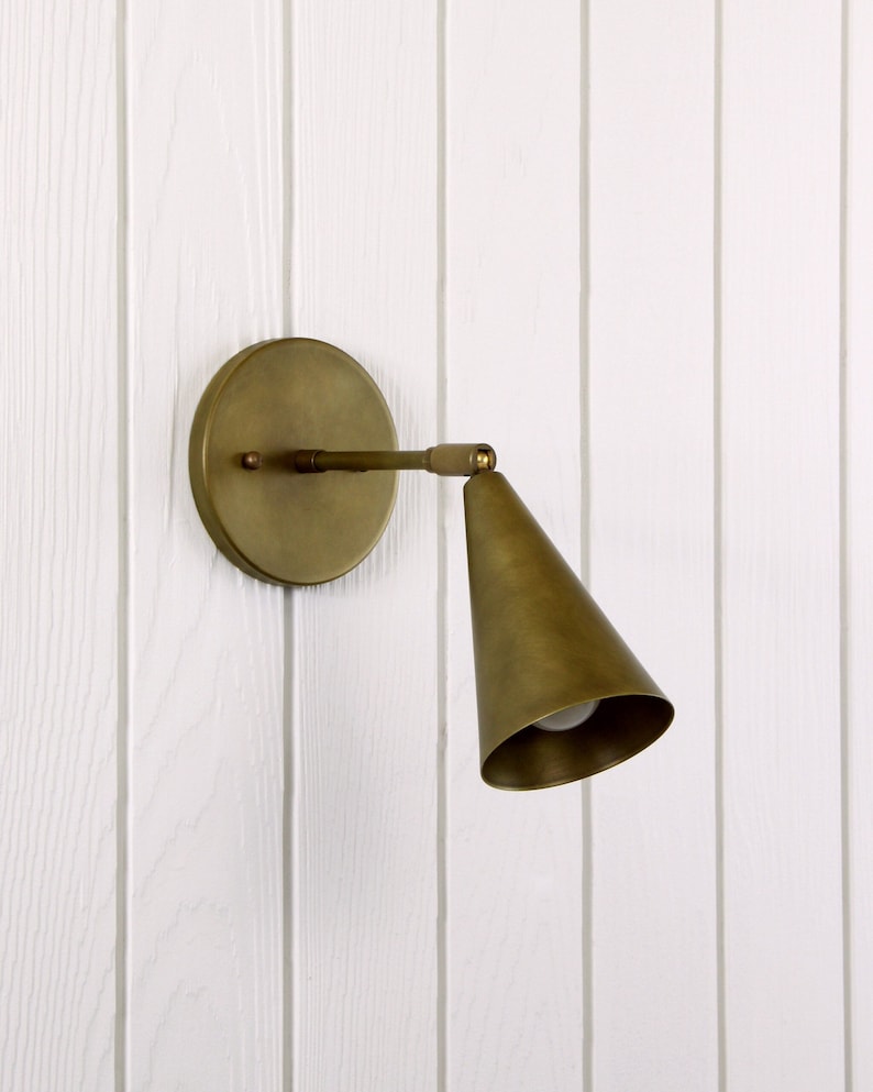Task Wall Sconce brass adjustable swivel wall mount spotlight lamp light mid-century inspired contemporary custom fixture image 1