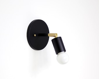 Quick Ship - Trek Guide Wall Sconce - small - black brass adjustable sconce lamp light minimal lighting fixture