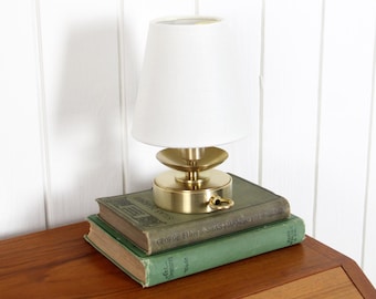 Hollis Candle Lamp -- traditional minimal linen shade mini table desk lamp fixture