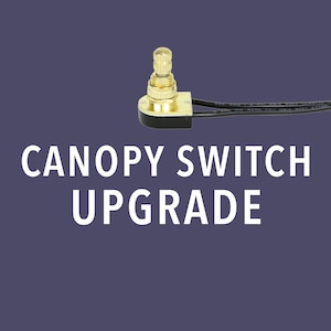 May include: A gold-colored canopy switch upgrade with black wiring. The text "CANOPY SWITCH UPGRADE" is below the switch.