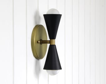 Marin Wall Sconce -- petite minimal mid-century dual hourglass wall lamp light flush mount flushmount fixture