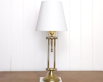Vintage Brass + Marble Adjustable Swivel Banker’s Lamp mid-century