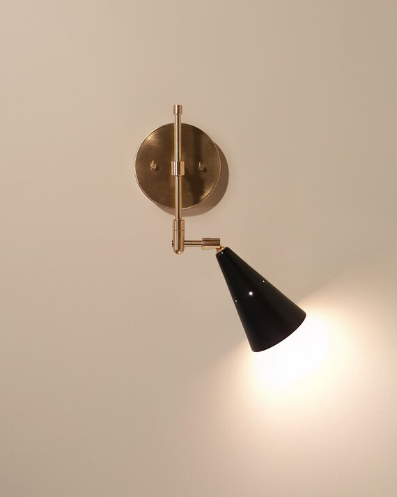 Contra 01 Swing Arm Sconce Adjustable Brass Wall Lamp Light Fixture Contemporary Minimal Mid Century Inspired Custom
