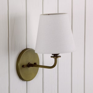 Concord Wall Sconce traditional minimal linen shade curved arm wall light lamp fixture image 2