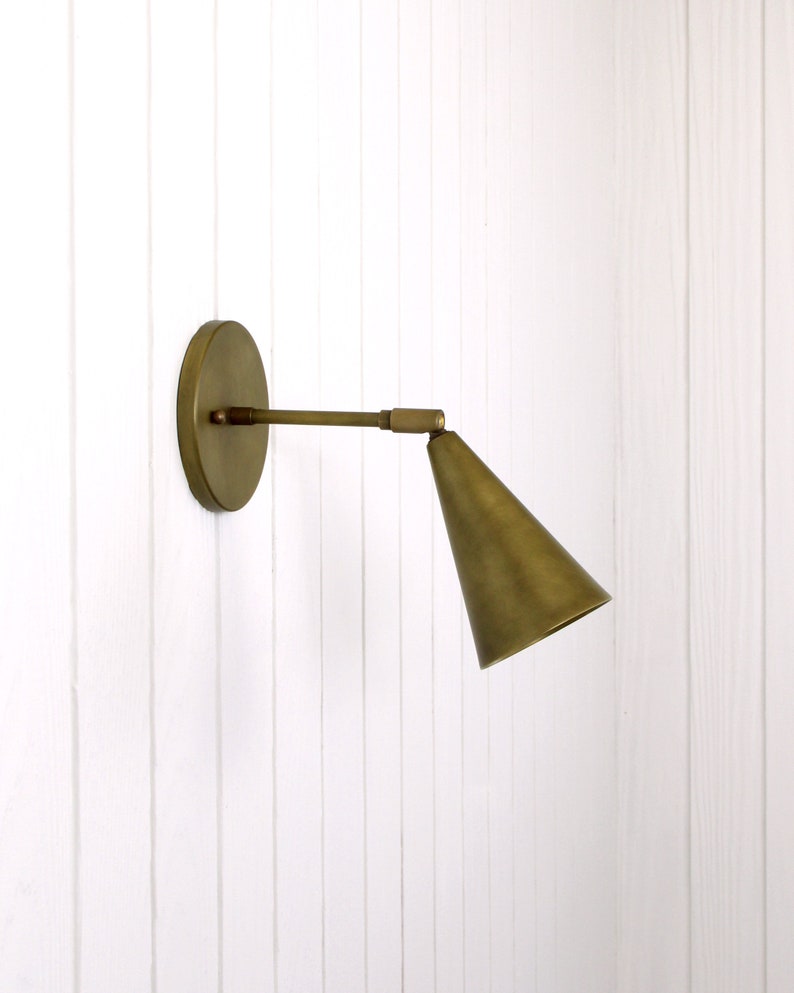 Task Wall Sconce brass adjustable swivel wall mount spotlight lamp light mid-century inspired contemporary custom fixture image 2