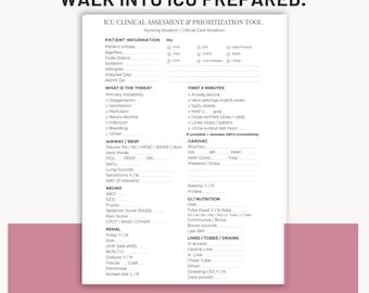 ICU-instrument voor klinische beoordeling | Brain Sheet student verpleegkunde (afdrukbare pdf- en canvasjabloon)