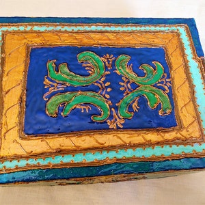 2 for 1 BOGO baroque eclectic hand painted large cardboard gift box | glossy finish | painted on all sides | boho