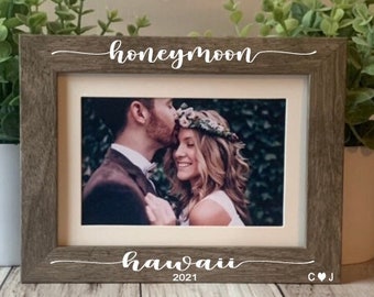 Honeymoon picture frame, custom picture frame, wedding picture frame, wedding gift, personalized picture frame, picture frame