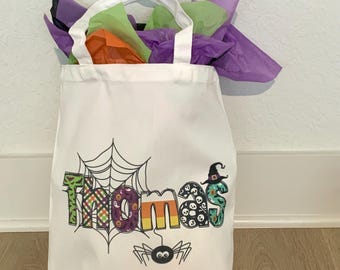 Custom Personalized Name Halloween Party Tote Bag Gift