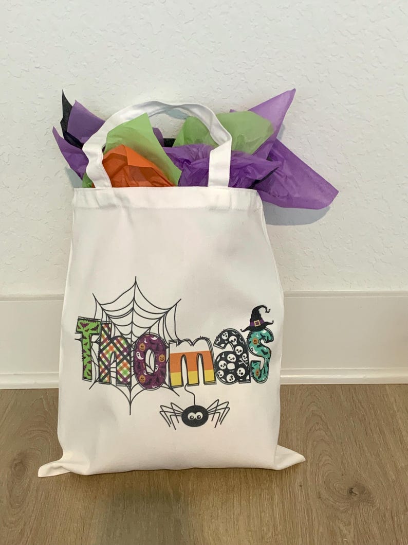 Custom Personalized Name Halloween Party Tote Trick or Treat Bag - Etsy