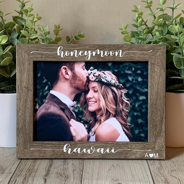 5x7 Honeymoon picture frame, custom picture frame, wedding picture frame, wedding gift, personalized picture frame, picture frame