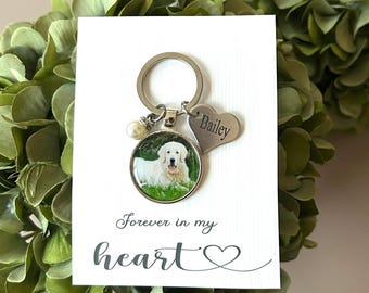 Personalized Photo Keychain, Custom Pet Memorial Gift, Dog Picture Charm