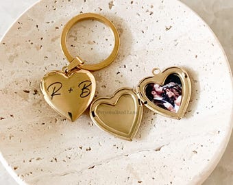 Personalized Photo Heart Locket Keychain gift for girlfriend boyfriend