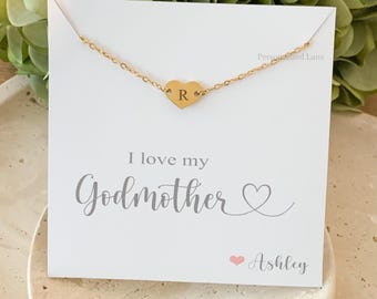 Collar de corazón delicado personalizado: Regalo para el Día de la Madre para la propuesta de madrina. Joyería de oro.