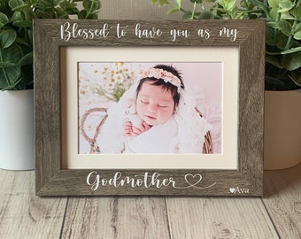 Personalized Godmother Picture Frame, Baptism Gift