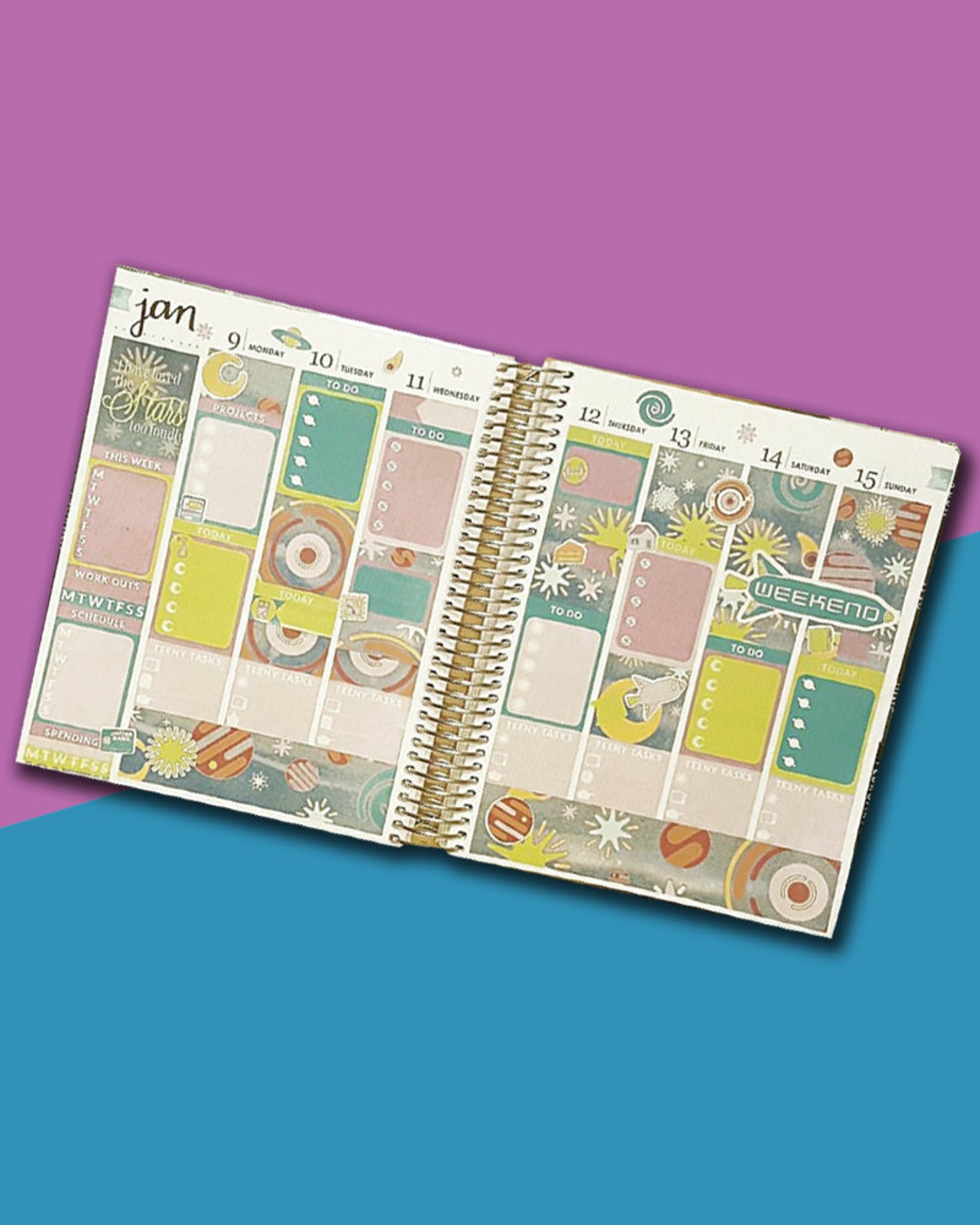 Space Galaxy Weekly Planner Stickers Vertical Erin Condren Etsy UK