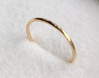 Minimal Stacking Ring, Pinky Ring, Stackable Gold Ring, Simple Ring, Minimalist Hammered Ring, Gift for Her