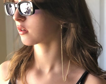 Gold Beaded Glasses Chain, Eye Glass Chain, Ear Bud Necklace Holder for Women, Handmade Sunglass Strap, Mask Chain Jewelry Gift for Her