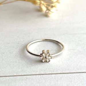 Gänseblümchen Fidget Spinner Ring, Sterling Silber Natur Ring für Frauen, Sensorische Daumen Ring für Sie, Verspielt Kinetische Schmuck Geschenk